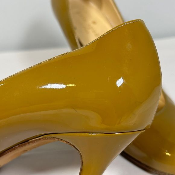 Kate Spade Patent Leather Round‎ Toe Pump Heels Womens 6.5 Tan - Picture 7 of 12